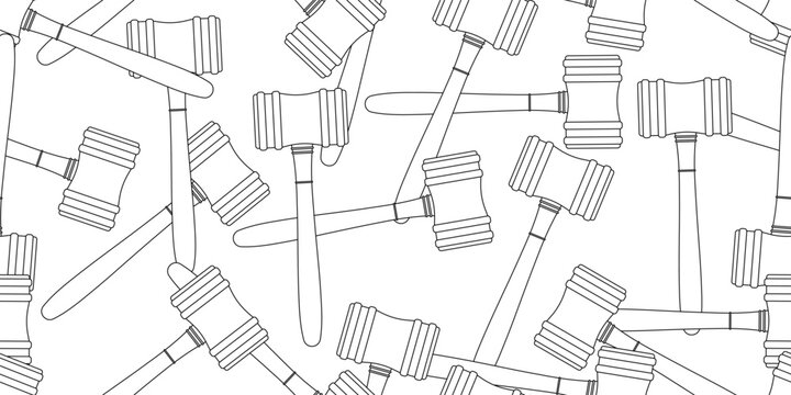 black white judge gavel seamless pattern