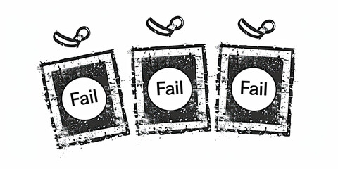 Three grunge artistic stamps each prominently featuring the word "Fail" in bold, black ink on a white background.