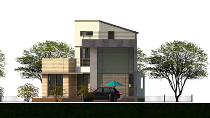 Elevation illustration of a modern luxury single-family home