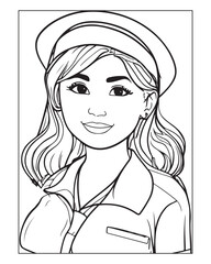 Nurse Coloring Pages, Free Nurse vector, Nurse illustration, Nurse Black and White