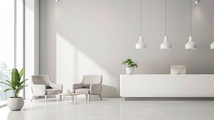 Serene Minimalist Lobby Decor in Neutral Hues