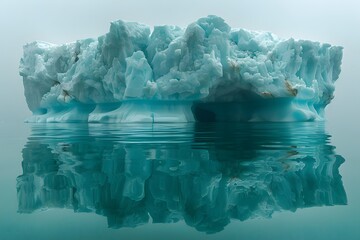 Majestic Iceberg Reflection on Calm Water in Misty Ambience