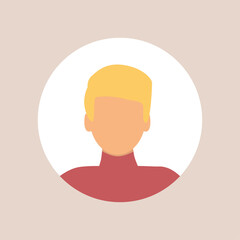 Vector flat illustration. Stylish profile of a man. Avatar, user profile, person icon, silhouette, profile picture. Suitable for social media profiles, icons, screensavers and as a template.