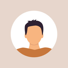 Vector flat illustration. Stylish profile of a man. Avatar, user profile, person icon, silhouette, profile picture. Suitable for social media profiles, icons, screensavers and as a template.
