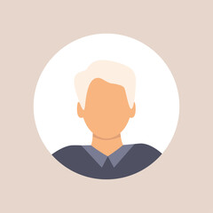 Vector flat illustration. Stylish profile of a man. Avatar, user profile, person icon, silhouette, profile picture. Suitable for social media profiles, icons, screensavers and as a template.
