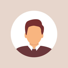 Vector flat illustration. Stylish profile of a man. Avatar, user profile, person icon, silhouette, profile picture. Suitable for social media profiles, icons, screensavers and as a template.