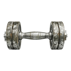 Rubber metal dumbbell isolated on transparent background