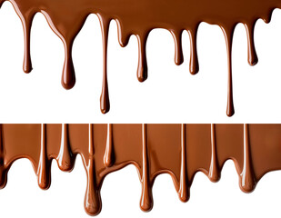 set of Melted chocolate dripping on white background