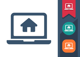 Laptop Icon. Computer, House, Home, Real Estate, Online