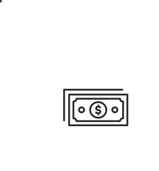 Cash Withdrawal icon. A minimalistic design showing a dollar bill being withdrawn from a flat surface, representing cash dispensing, ATM withdrawals, and bank transactions. Vector illustration
