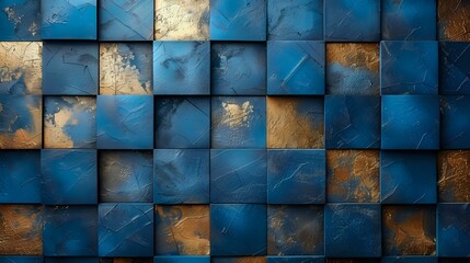 Chic Blue and Gold Abstract Pattern with Cutting-Edge Sensibility