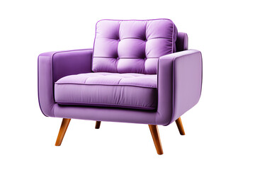 Office leather chair or sofa small light purple isolated on cut out PNG or transparent background. Modern interior decoration meeting room. Decorated place in living room or drawing room.