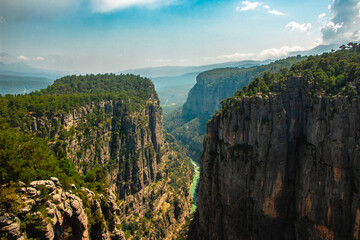 Fototapeta premium Magnificent nature view of Tazi canyon in Koprulu Nature Park in Turkey. Natural wonders and tourist attractions. Manavgat, Antalya.