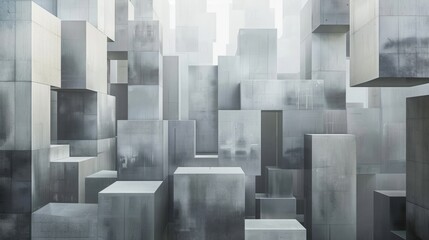 Abstract architecture of countless monochromatic blocks, creating a maze-like formation that symbolizes complexity, modern urban planning, and design.