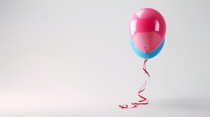 A single, vibrant balloon with a long ribbon floating against a clean white background.