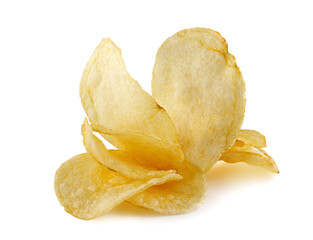 Potato chips isolated on white background.