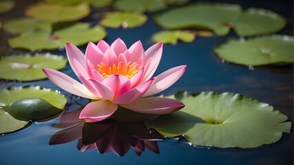 Water or Lotus Flower Lily Adorned in Water