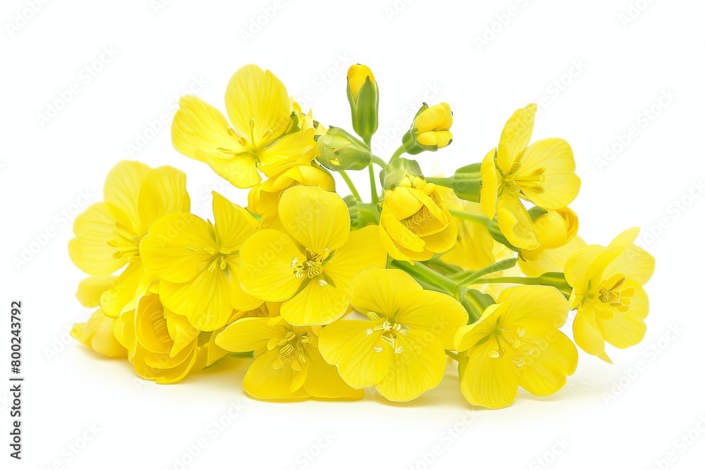 Poster Isolated rapeseed flower on white background