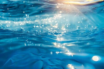 Sunlit Serenity: Tranquil Blue Water Surface with Sparkling Reflections