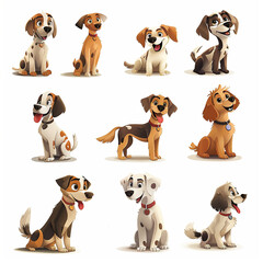 set of funny cartoon dogs