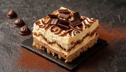 Italian Cuisine s fresh tiramisu cut