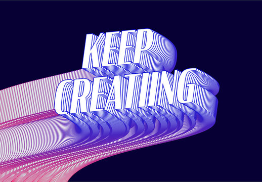 Blue 3D Stretched Type Text Effect