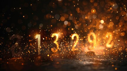 Numerology concept with Glowing Numerals in a Magical Sparkling Ambiance