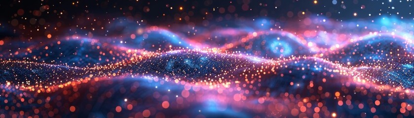 Fototapeta premium Technology background featuring holographic particle mesh technology.