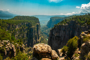 Panoramic view of Tazi canyon, a natural beauty located in Antalya province of Turkey. Nature landscape.