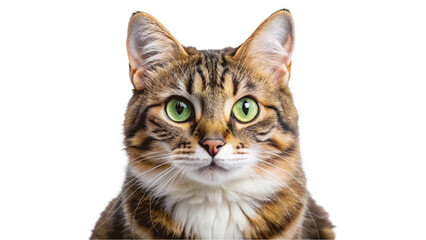 Fototapeta premium A cat with green eyes isolated on Transparent background.