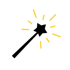 Magic wand icon. Attribute of a wizard or fairy. Item for spell, magic or witchcraft.