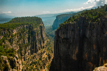 Panoramic view of Tazi canyon, a natural beauty located in Antalya province of Turkey. Nature landscape.