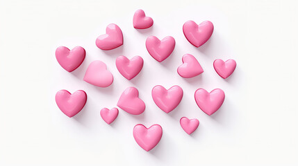 Obraz premium A pink heart shape isolated on a white background wishes you a happy Valentine's Day.