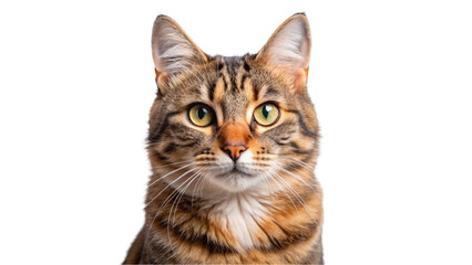 Fototapeta premium A cat with green eyes isolated on Transparent background.