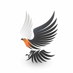 Black and white bird with orange wings. Generative AI
