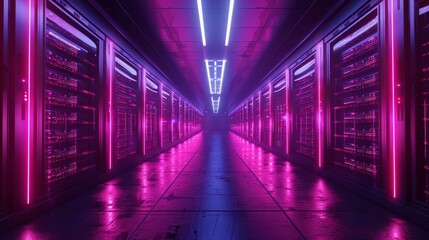 Fototapeta premium The data center innovation hub is exploring new technologies like artificial intelligence, big data analytics, and machine learning algorithms for enhanced data processing.