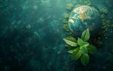 Green planet with leaf on top. Generative AI