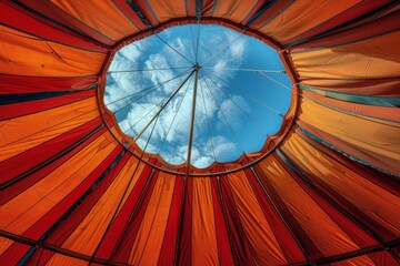 Looking up at the ceiling of a tiny circus tent