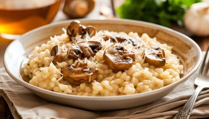 Italian risotto with mushrooms and parmesan cheese