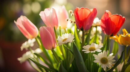 bouquet of fresh spring flowers, generative ai