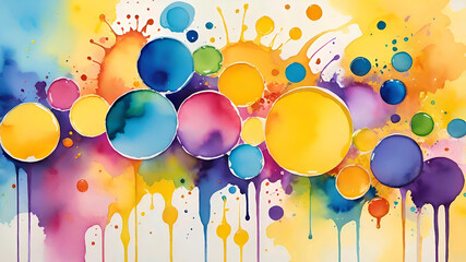 Watercolor paint splash, blotch background with bleed wash and bloom. Blobs of paint, nostalgic watercolor paper texture. Beautiful trendy impressionist background.