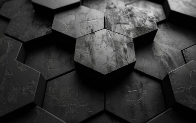 A monochrome picture depicting a design of hexagonal shapes