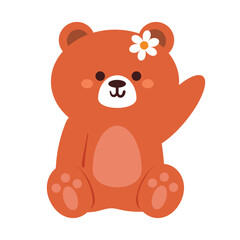 hand drawing cartoon bear. cute animal sticker for kids, cute animal doodle