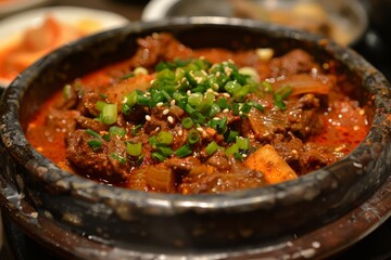 Korean dish made with spicy meat stew