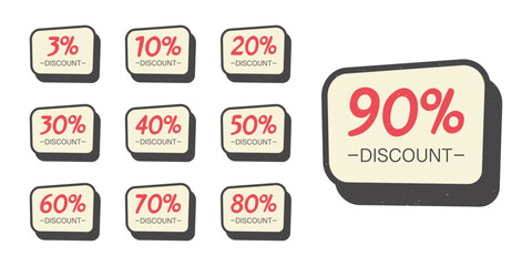 Set of retro discount icons. Stickers for sale events. Vintage signs for offer price.