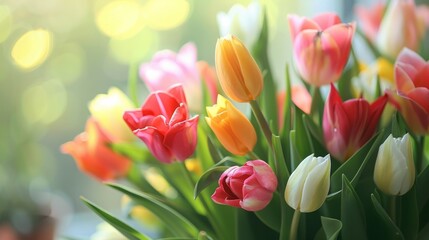 Obraz premium bouquet of fresh spring flowers, generative ai