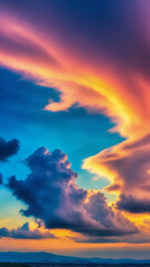 Colorful dramatic sky with clouds at sunset