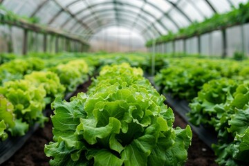 Lettuce growing in a greenhouse