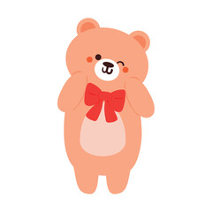 hand drawing cartoon bear. cute animal sticker for kids, cute animal doodle