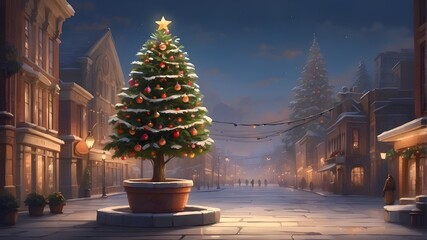 a potted Christmas tree